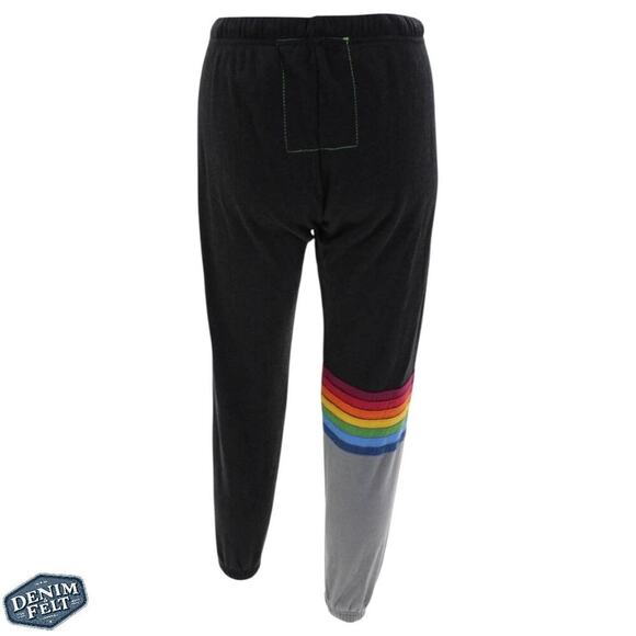 Aviator Nation Rainbow Stripe Sweatpants Black Jogger Style XS |RARE! SUPER SOFT - Picture 5 of 16